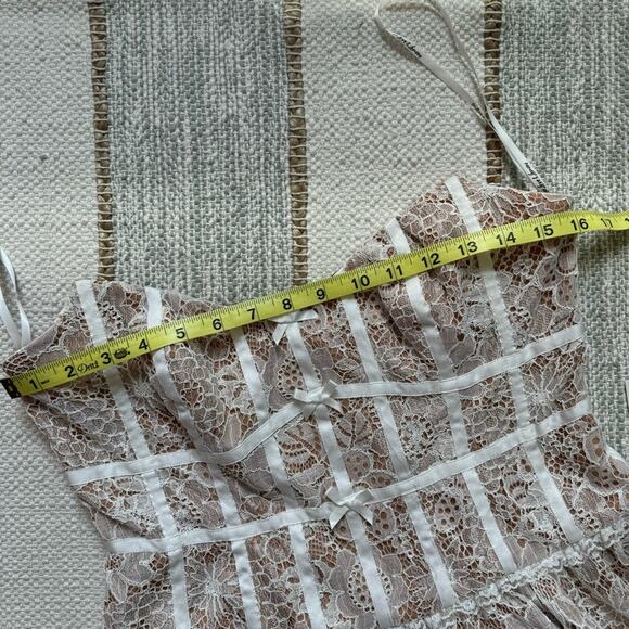 For Love & Lemons Jelena White Tan Lace Strapless Mini Dress Women’s Size Medium - Picture 7 of 14